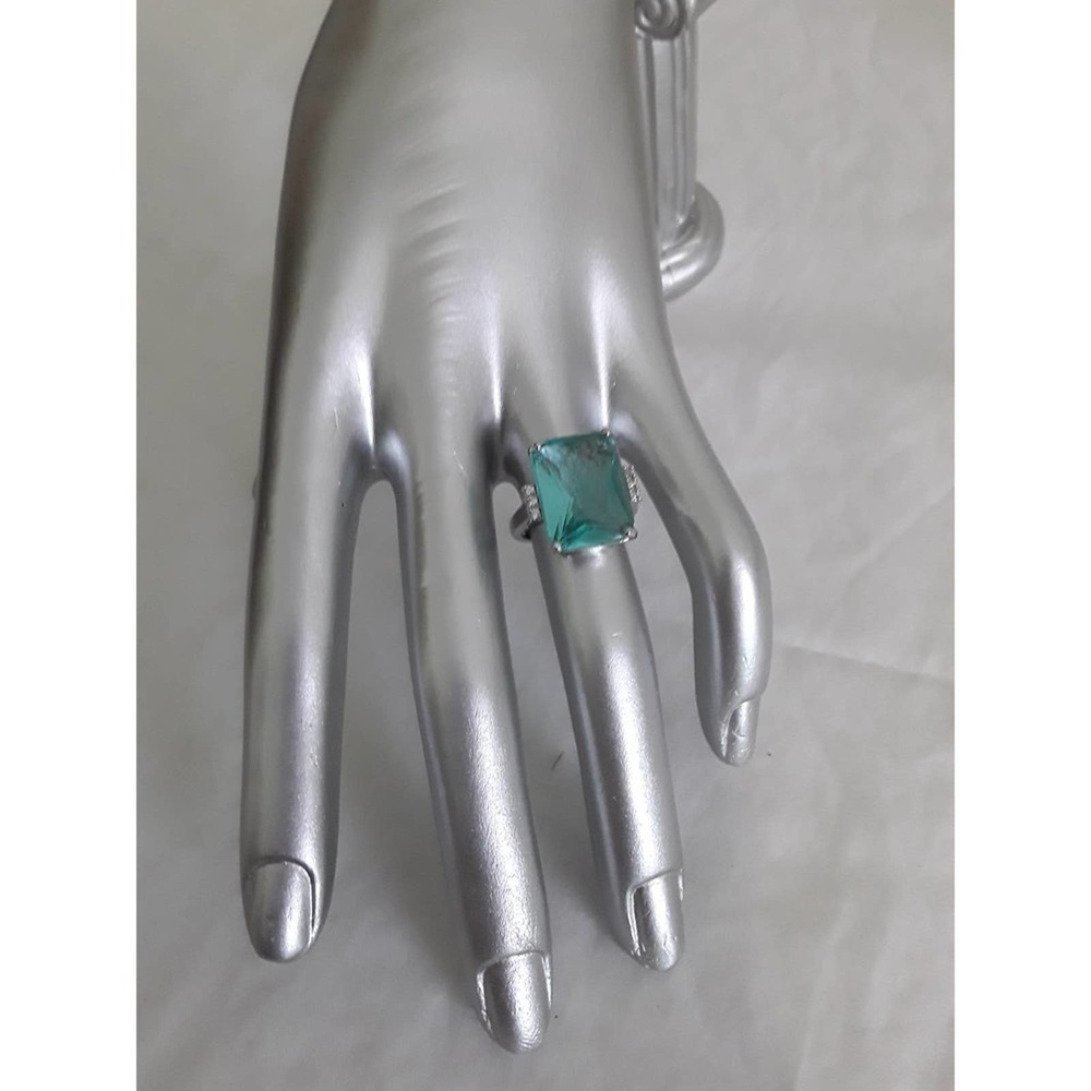 NIB Sz 8 Blue Aquamarine s925  Silver Cocktail Statement Ring